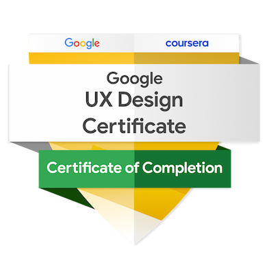 Google UX Design Professional Certificate badge showing completion of the program.