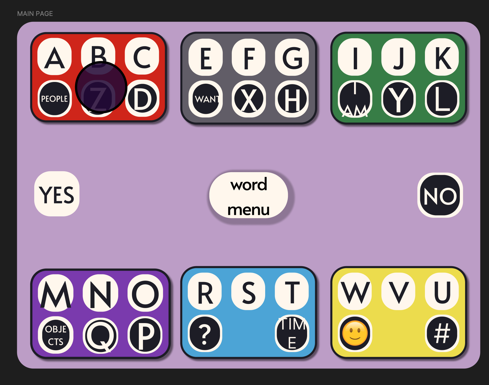 Second iteration of the communication board moving toward a keyboard layout
