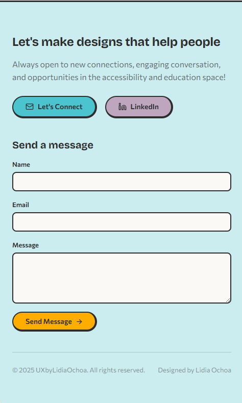 Footer on mobile with CTA section stacked above contact form
