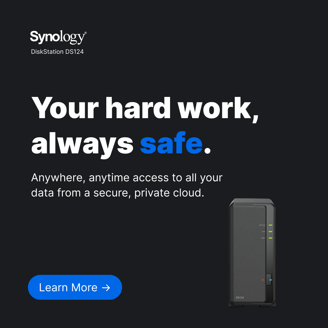 English social square — 'Your hard work, always safe' with DS124 product photo on dark background